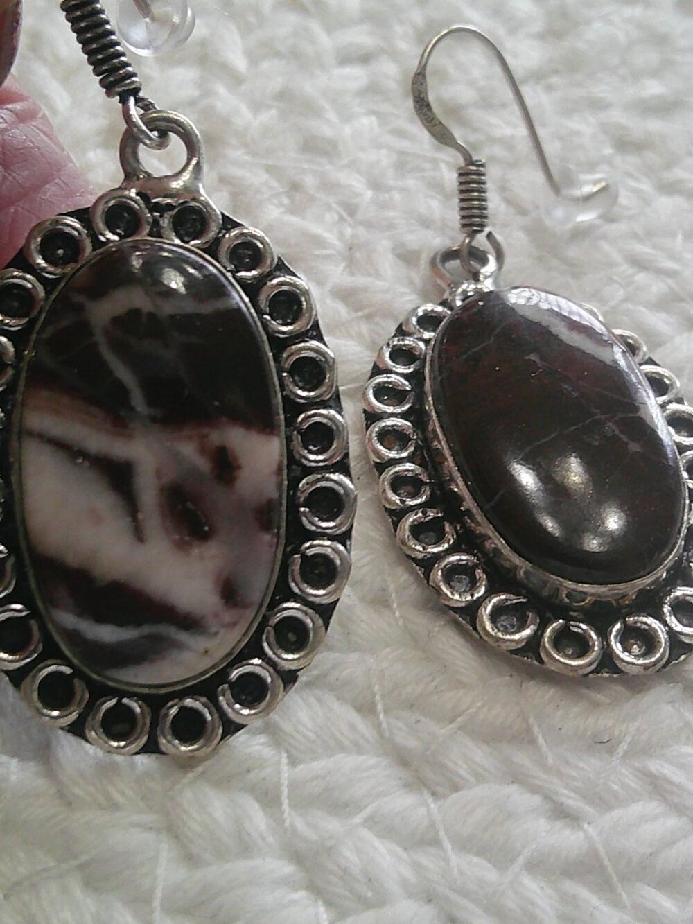 Natural COCONUT JASPER Handmade Sterling 925 Dangle Earrings #213F